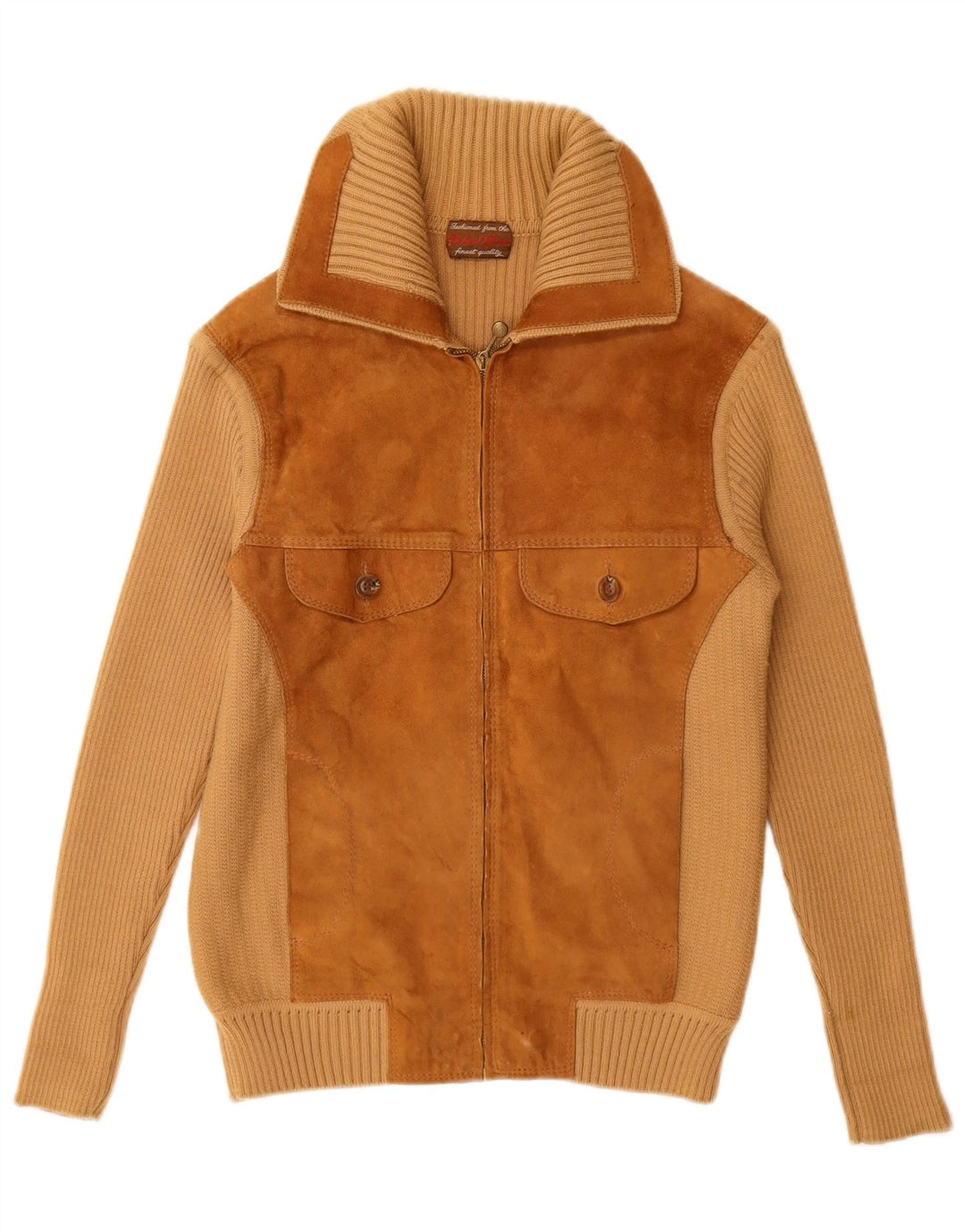 VINTAGE Dame Ruskind Cardigan Sweater UK 12 Medium Beige Colourblock