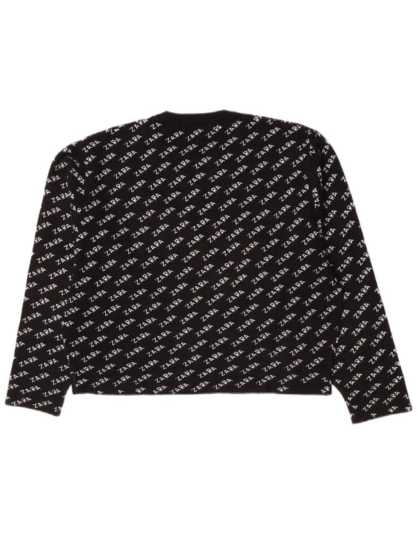 Zara Dame Grafisk Jumper Sweater UK 14 Medium Sort