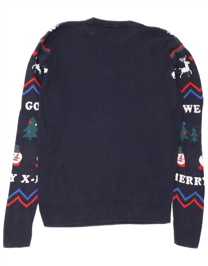 Jack & Jones Herre Crew Neck Jumper Sweater Small Navy Blue Christmas