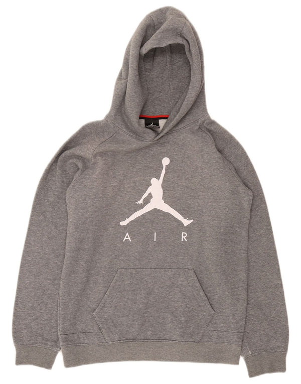 Jordan Boys Air Graphic Hoodie Jumper 12-13 Years Large Grey Cotton
