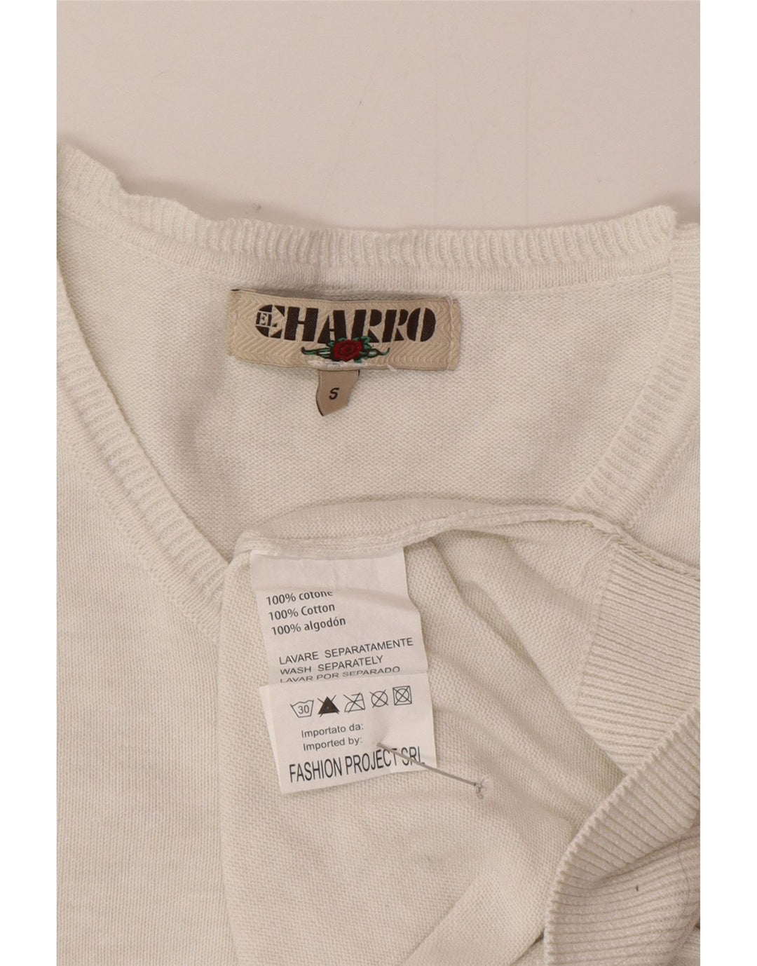 Charro Herre V-hals sweater lille hvid bomuld