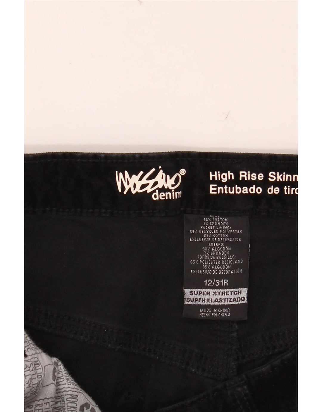 MOSSIMO højtaljede skinny fritidsbukser til kvinder US 12 Large W31 L29 Sort