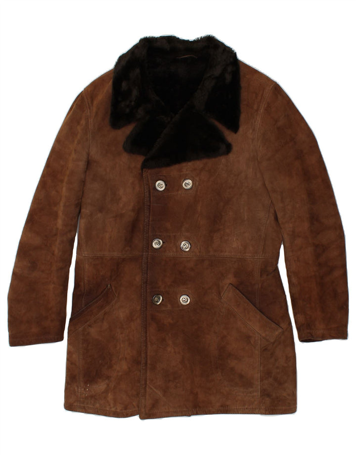 VINTAGE Dame Shearling Coat IT 52 2XL Brun