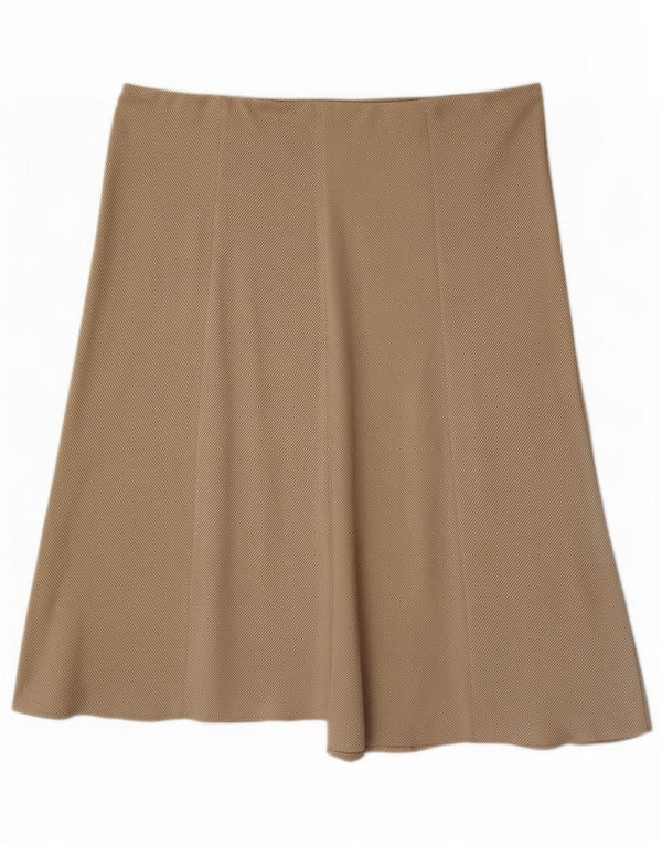Marks & Spencer Dame Flared Skirt UK 18 XL W38 Beige Gingham Viscose