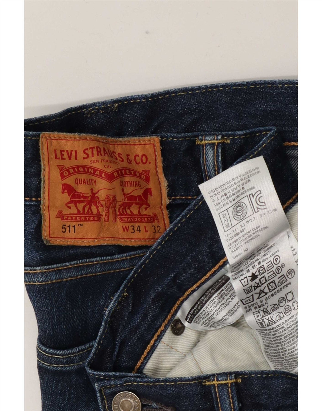 Levi's Herre 511 Slim Jeans W34 L32 Blå Bomuld