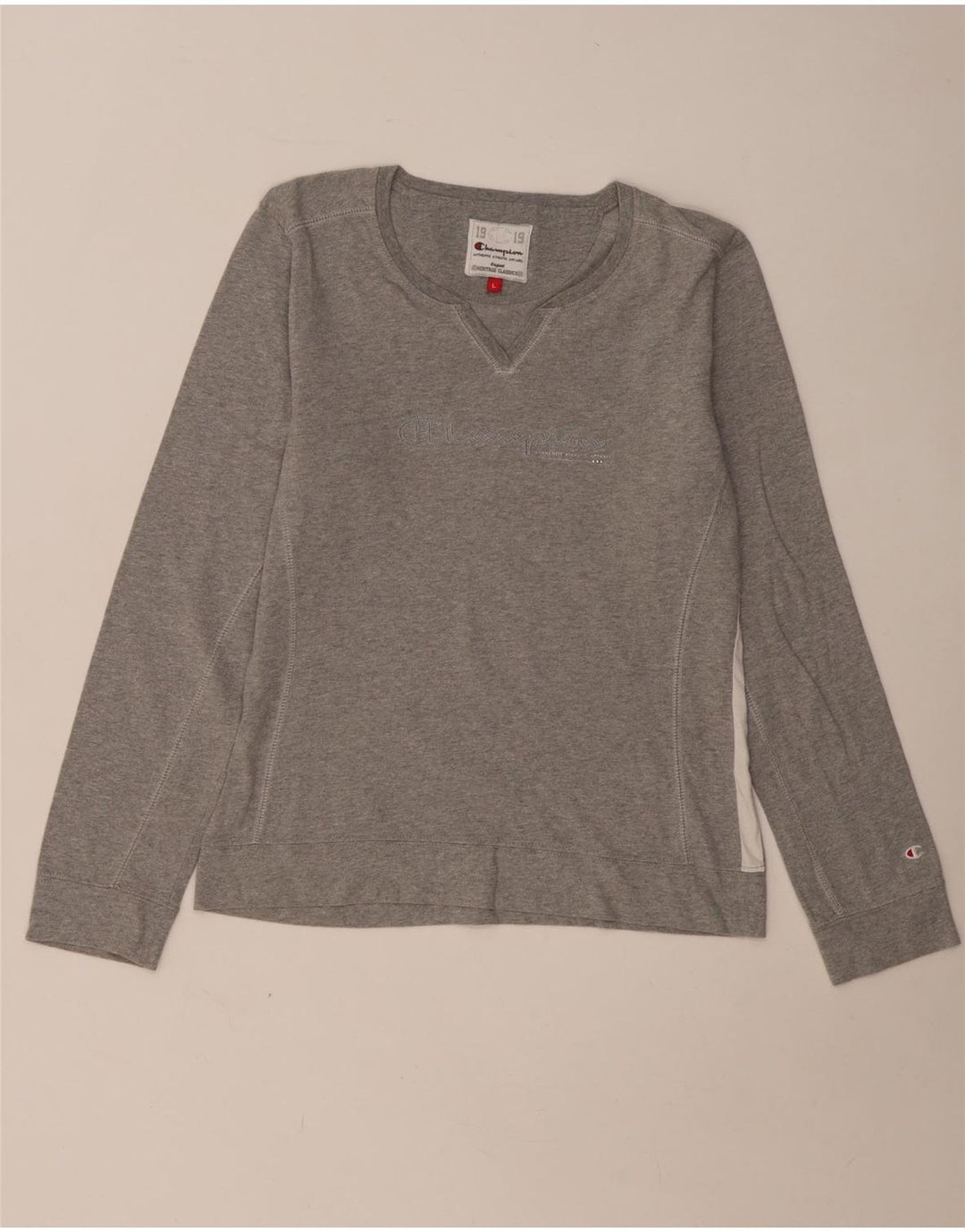 Champion Womens Heritage Classics Grafisk Top Langærmet UK 14 Stor Grå