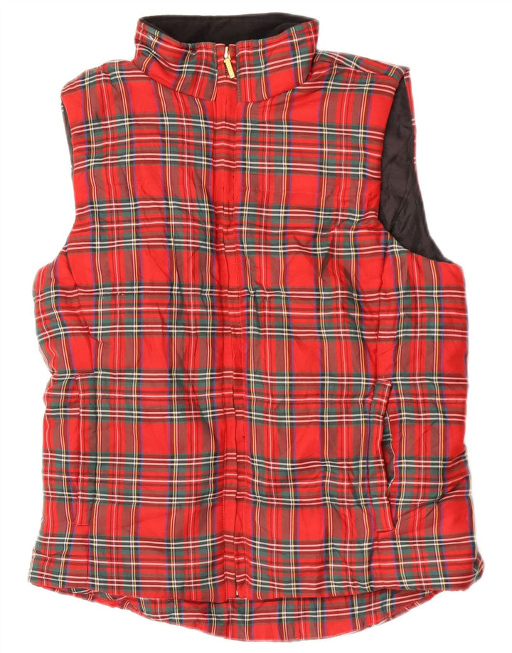 Chaps Dame Polstret Gilet UK 14 Medium Red Check Polyester