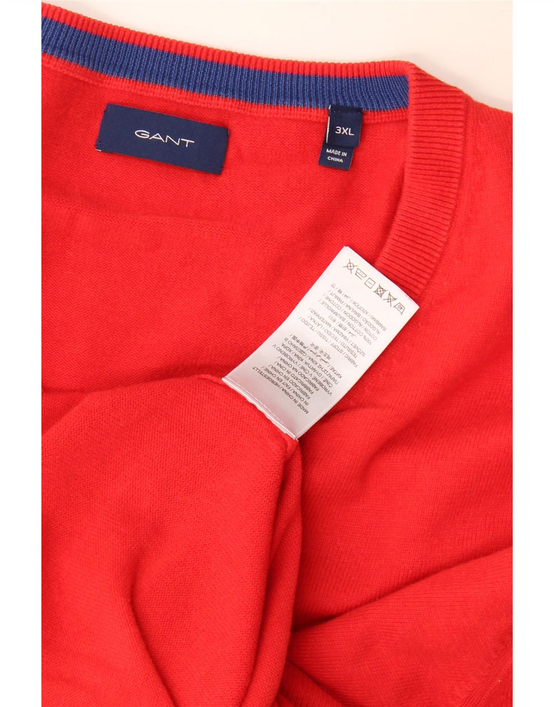 Gant Herre V-hals sweater 3XL rød bomuld