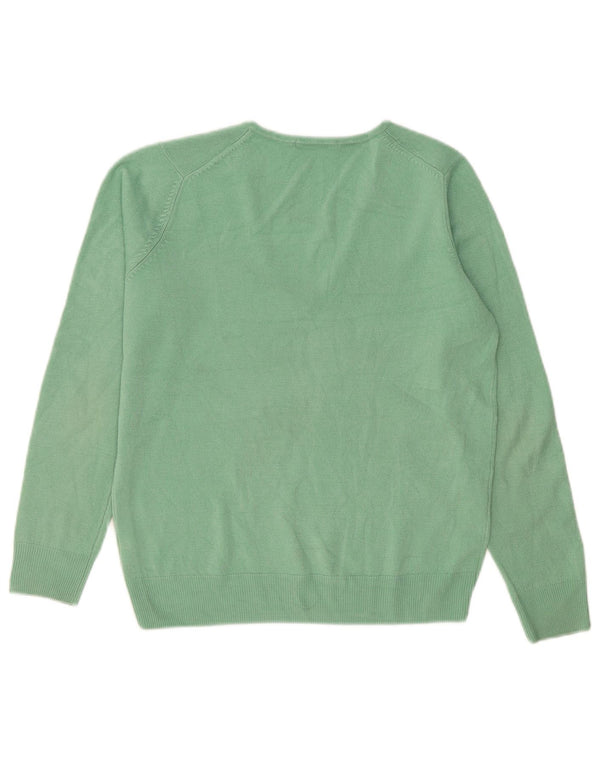 Marks & Spencer Dame V-hals sweater UK 12 Medium Grøn Akryl