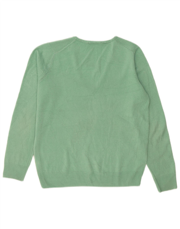 Marks & Spencer Dame V-hals sweater UK 12 Medium Grøn Akryl