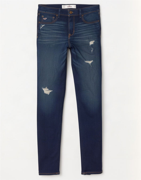 Hollister Womens Distressed Skinny Jeans US 3 Small W26 L31 Navy Blue