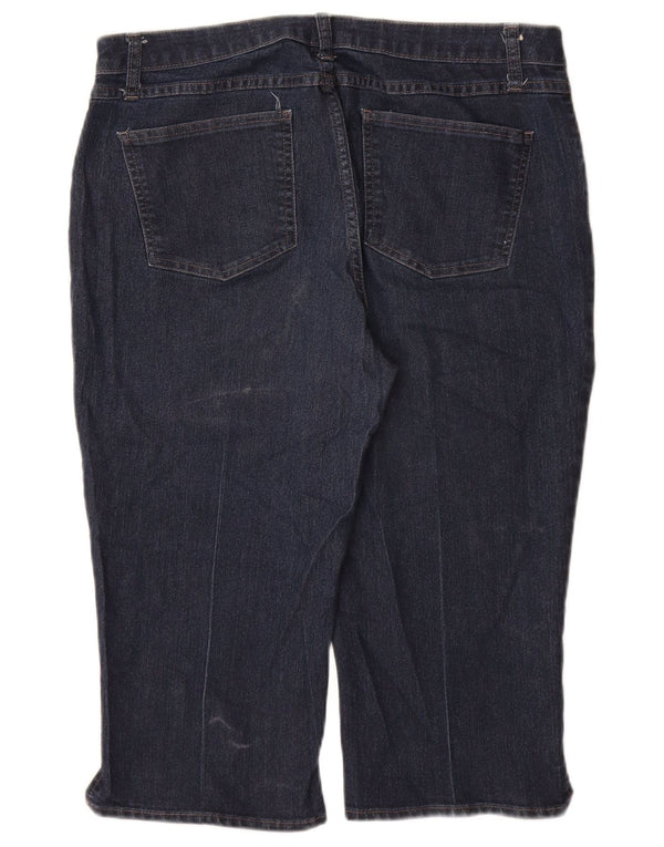 LEE Womens Riders Mid Rise Capri Jeans US 14 Large W34 L19 Navy Blue