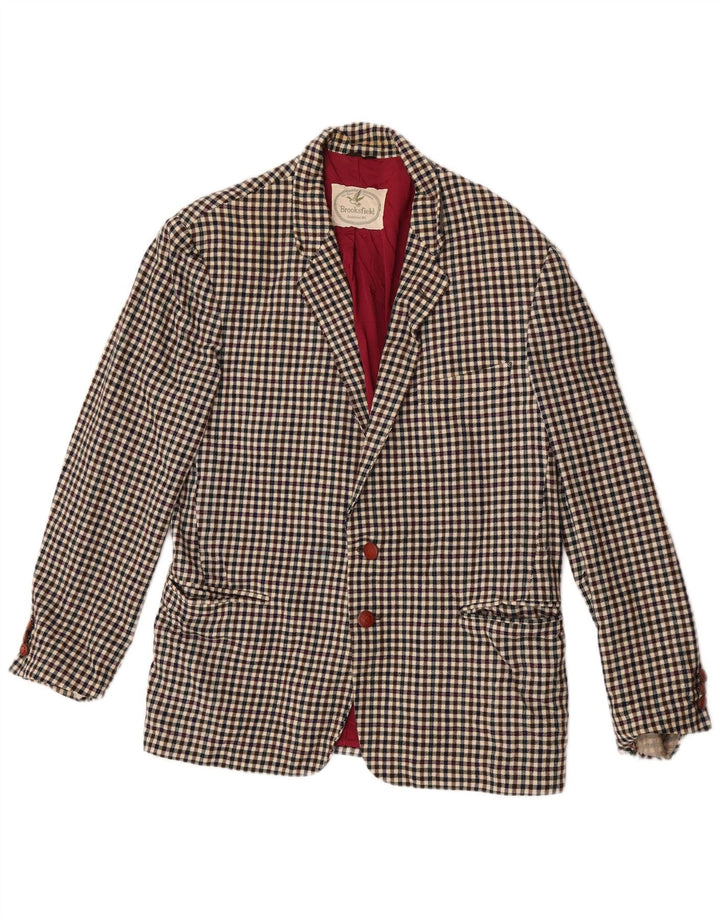 Brooksfield Mens 2 Button Blazer Jacket UK 38 Medium Multicoloured Gingham