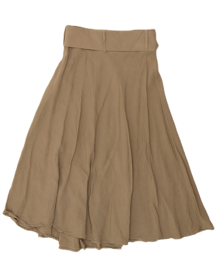 Zara Dame Flared Nederdel Medium W28 Khaki