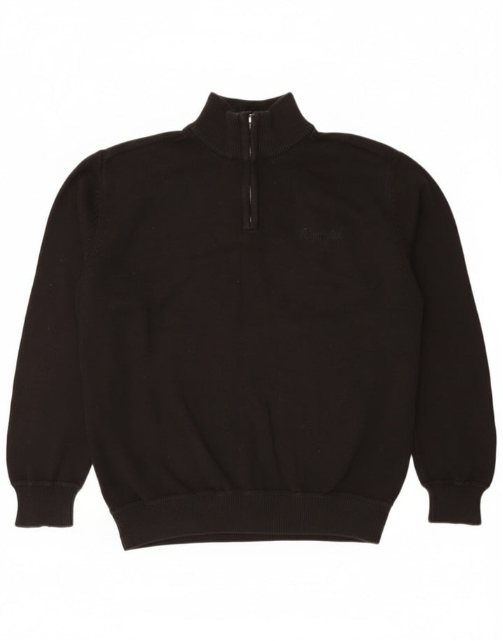Wrangler Herre Zip Neck Jumper Sweater XL Sort Bomuld