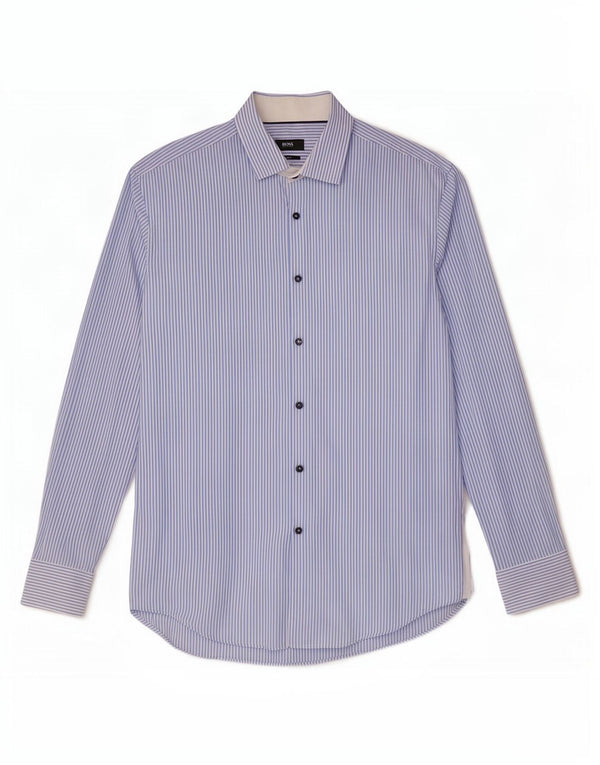 Hugo Boss Herre Slim Fit Skjorte Størrelse 41 16 Stor Blå Nålestribe