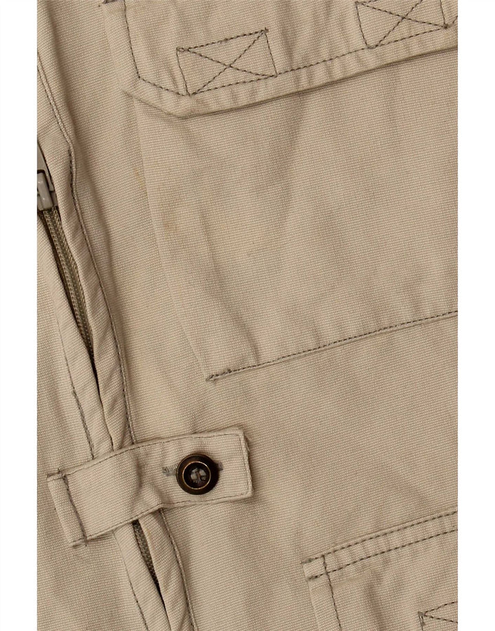 Vintage Womens Utility Gilet UK 14 Medium Beige Cotton