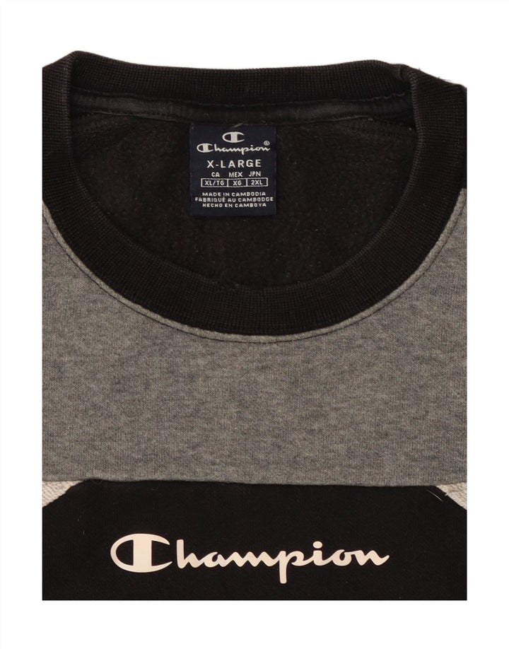 CHAMPION Grafisk sweatshirt til mænd XL Sort Colourblock Bomuld