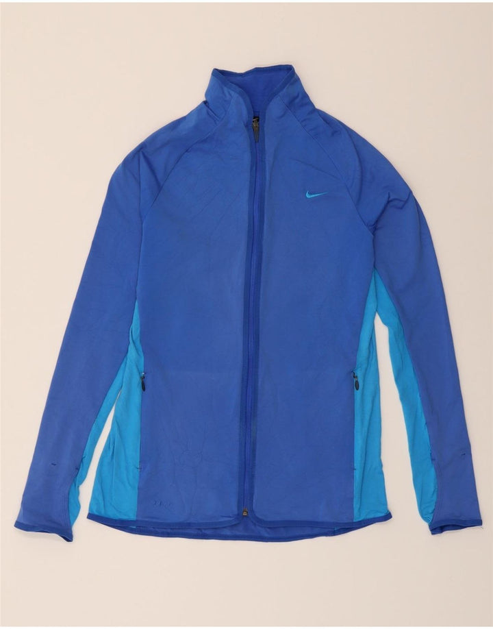 NIKE Womens Tracksuit Top Jacket UK 12 Medium Blue Colourblock Polyester Vintage Nike and Second-Hand Nike from Messina Hembry 
