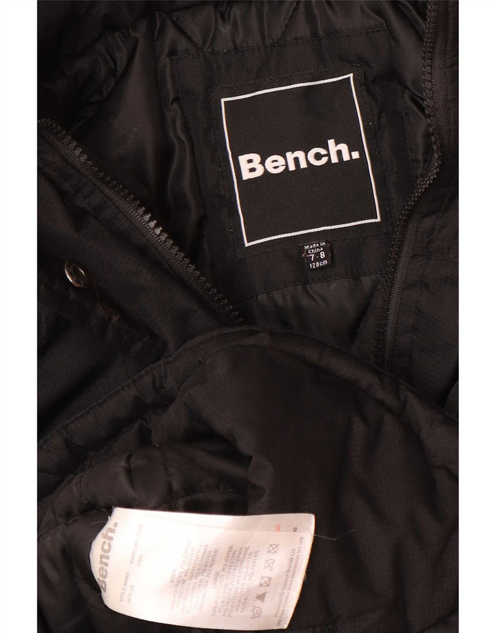 Bænk piger hættejakke parka 7-8 år sort polyester