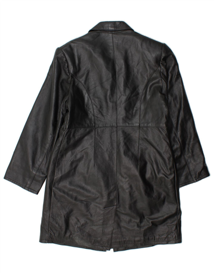 VINTAGE Womens Leather Coat UK 14 Medium Black Leather Vintage Vintage and Second-Hand Vintage from Messina Hembry 