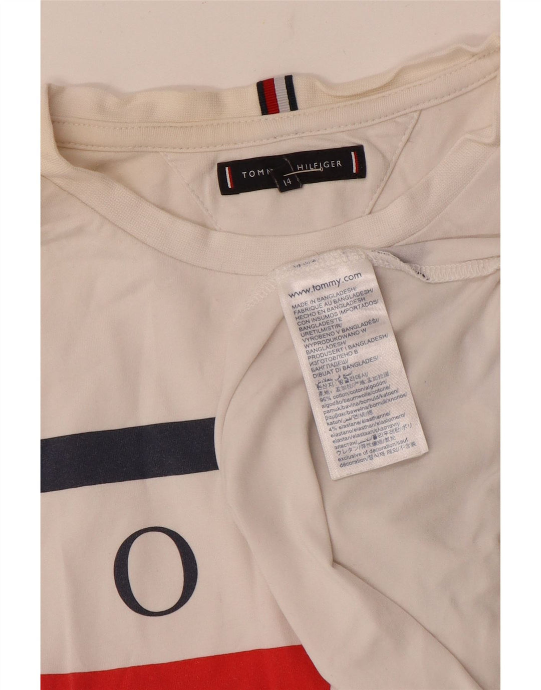 Tommy Hilfiger Boys Grafisk T-Shirt Top 13-14 år Off White Bomuld