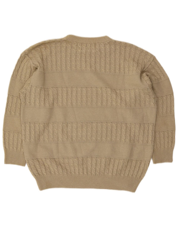 Tobia System Dame Grafisk Boat Neck Jumper Sweater UK 18 XL Beige Bomuld