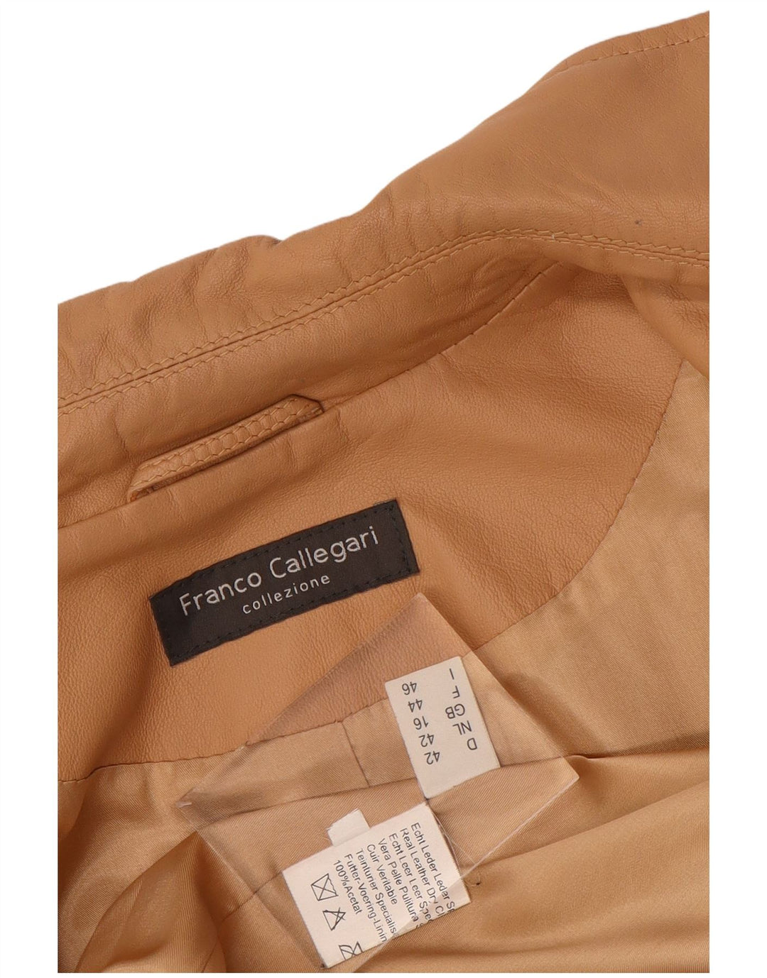 Franco Callegari Womens Bomber Læderjakke UK 16 Large Beige Læder