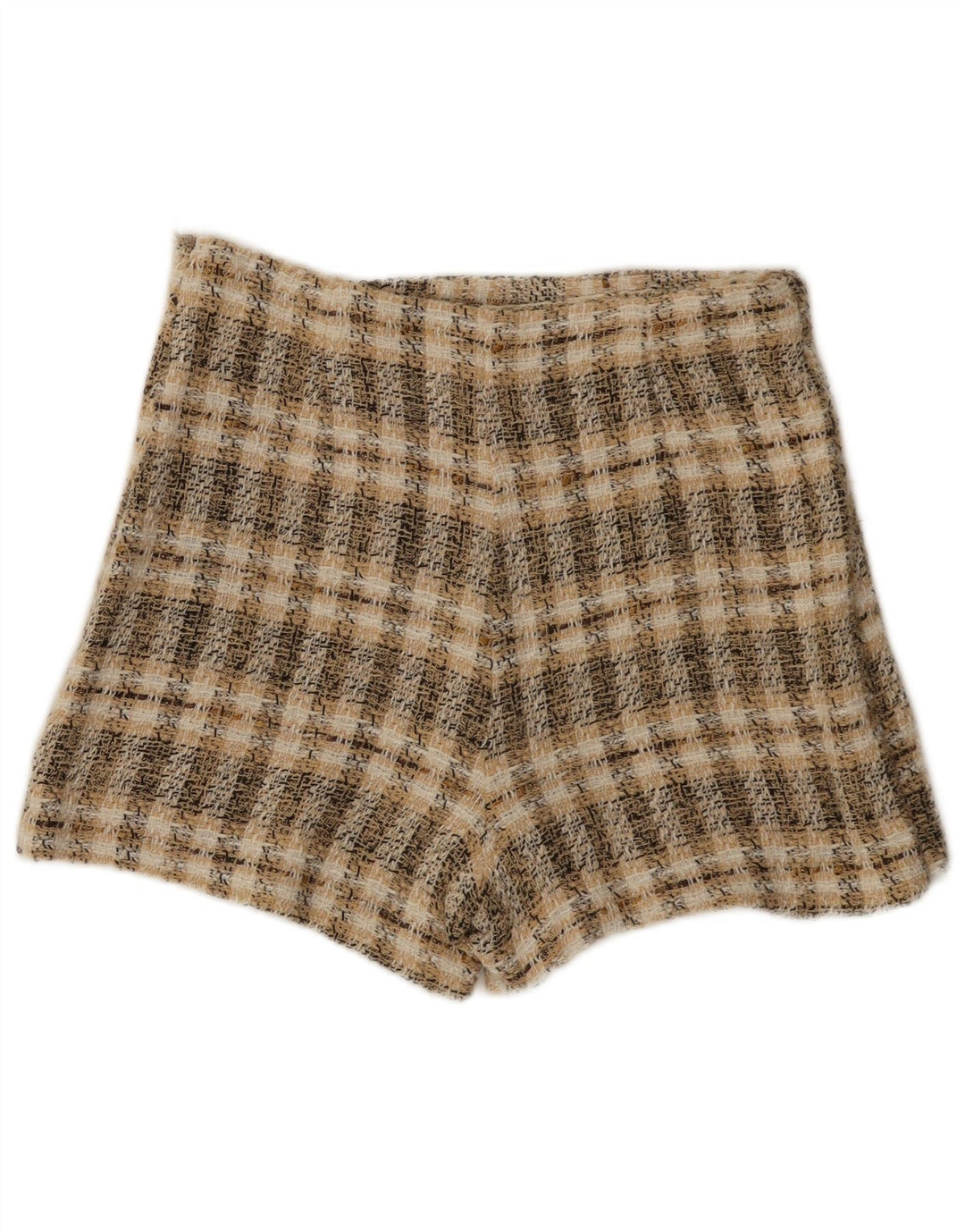 Zara Casual Shorts til kvinder Medium W28 brun ternet polyester