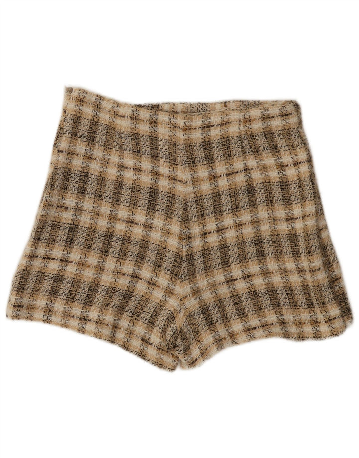 Zara Casual Shorts til kvinder Medium W28 brun ternet polyester