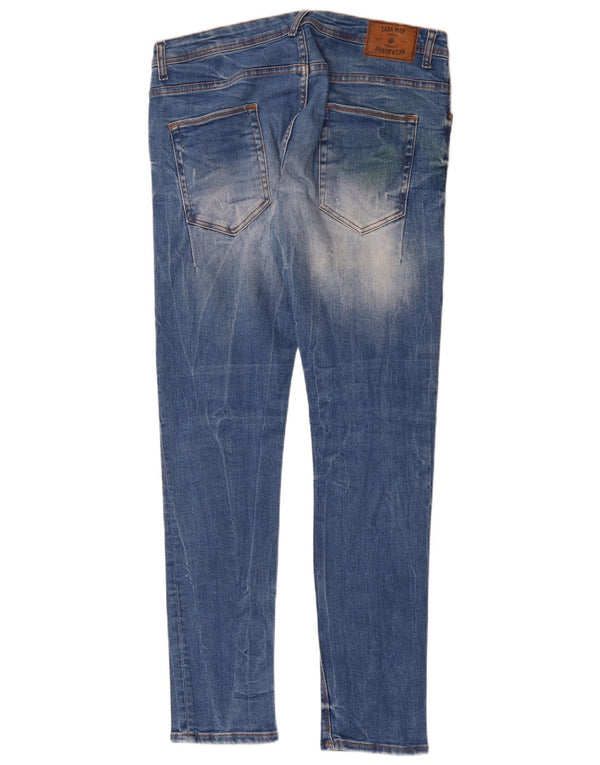 ZARA Slim Jeans til mænd EU 44 Large W34 L31 Blå Bomuld