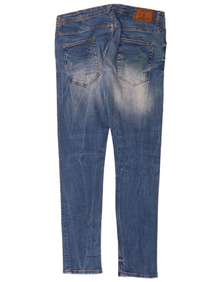 ZARA Slim Jeans til mænd EU 44 Large W34 L31 Blå Bomuld