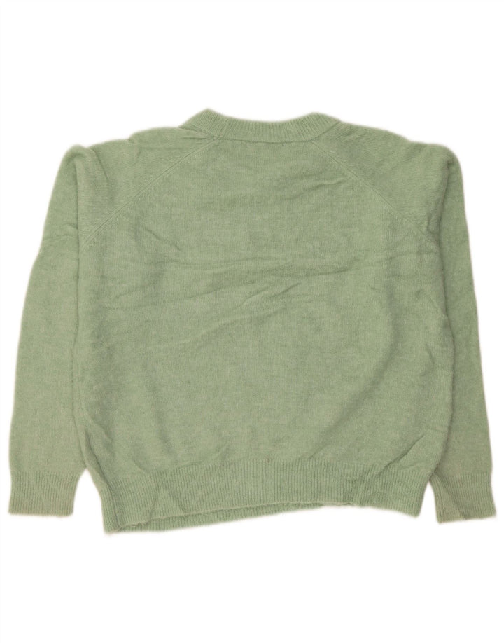 Zara Womens Oversized Crew Neck Jumper Sweater UK 14 Medium Green Nylon