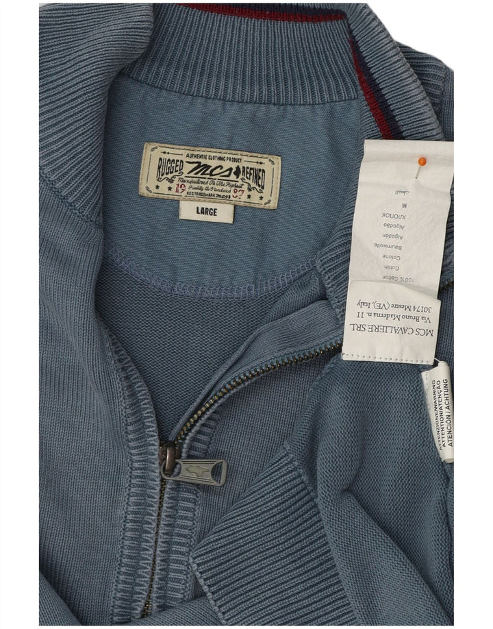 MARLBORO CLASSICS Sweater med lynlås til mænd Stor blå bomuld