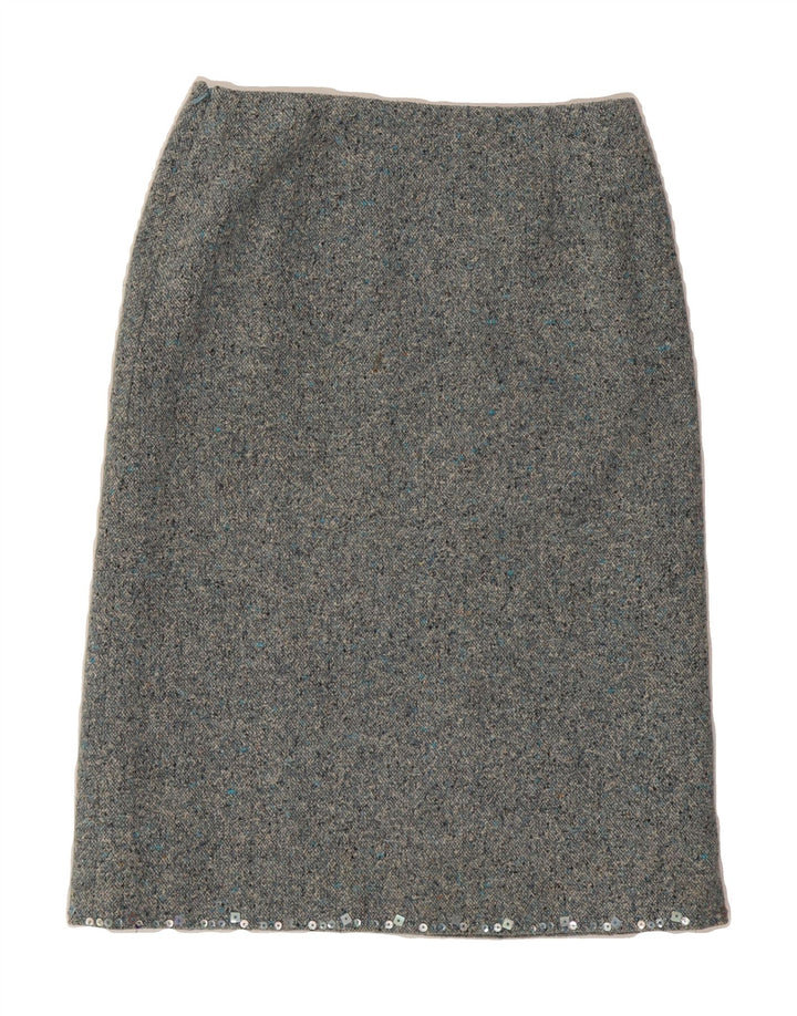 MONSOON Womens Straight Skirt UK 10 Small W27  Grey Flecked Silk Vintage Monsoon and Second-Hand Monsoon from Messina Hembry 