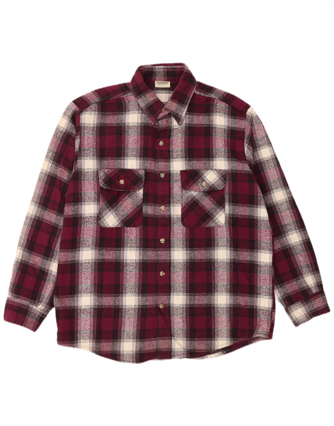Vintage flannelskjorte til mænd Stor Bourgogne ternet bomuld