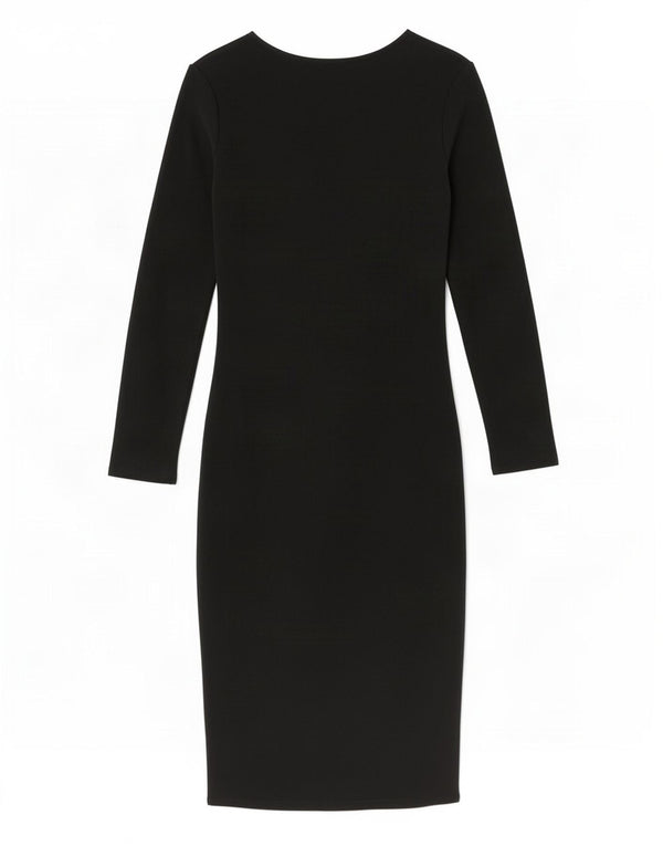 Zara Womens Long Sleeve Bodycon Dress UK 14 Large Black Polyester