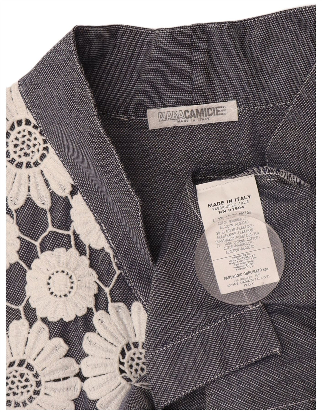 Naracamicie Dameskjortebluse UK 12 Medium Navyblå Blomsterbomuld