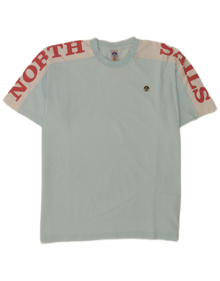 North Sails Herre grafisk T-shirt Top Medium Blue Colourblock Bomuld