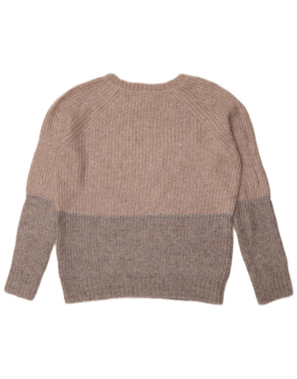 Fat Face Dame Boat Neck Jumper Sweater UK 8 Small Grey Colourblock Nylon