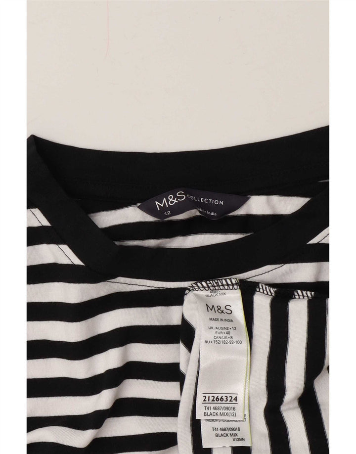 Marks & Spencer Dame Top Langærmet UK 12 Medium Hvid Stribet Nautical