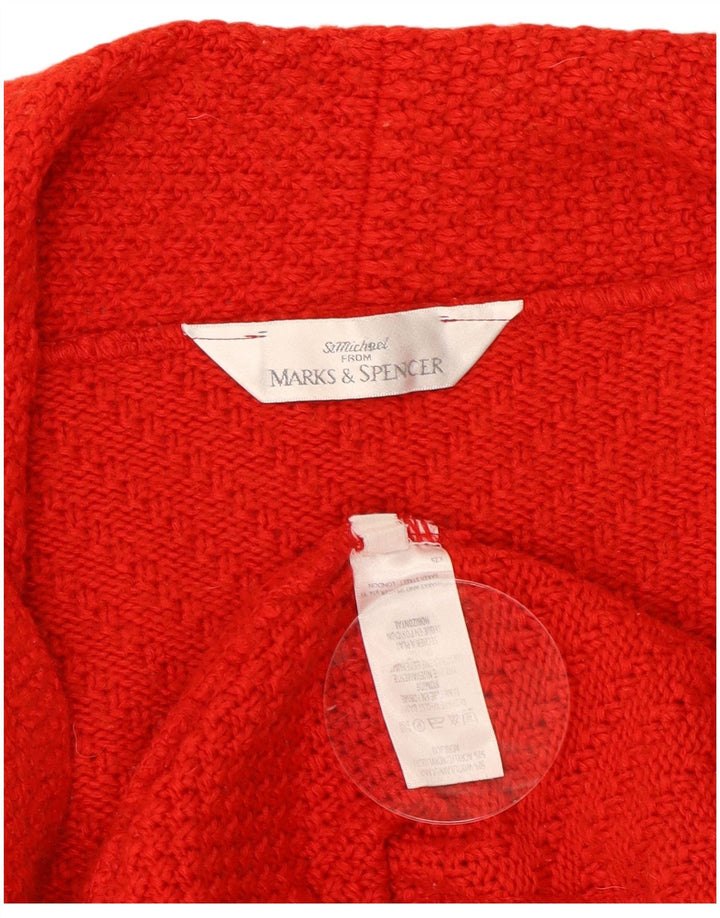 Marks & Spencer Womens Crop Open Cardigan Sweater UK 10 Small Red Wool