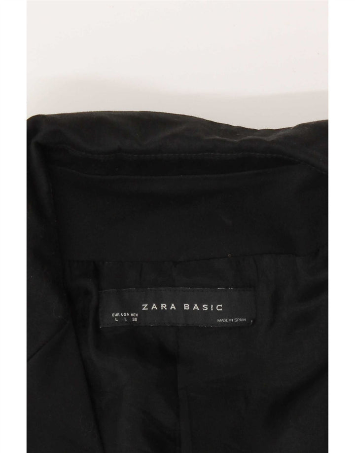 Zara Womens Open Blazer Jacket UK 14 Large Black Bomuld