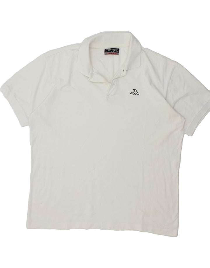 KAPPA Mens Polo Shirt 2XL White Cotton Vintage Kappa and Second-Hand Kappa from Messina Hembry 