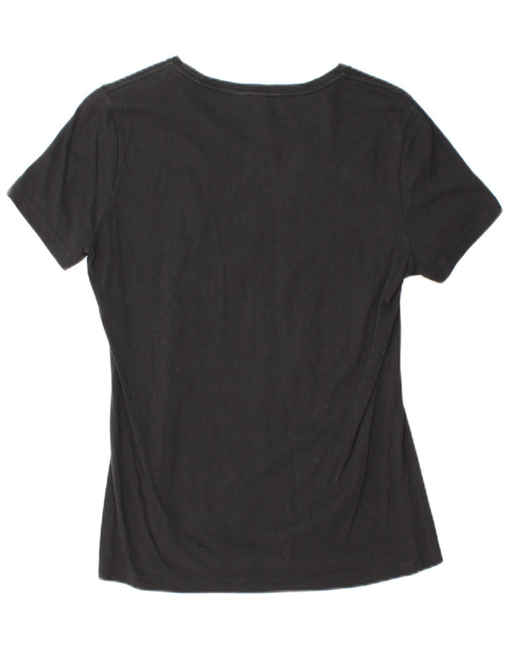 ADIDAS Grafisk T-shirt top til kvinder UK 12 Medium Sort