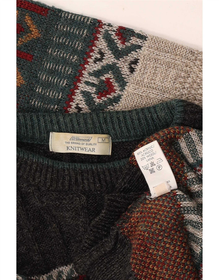 St. Bernard Herre Crew Neck Jumper Sweater Medium Grey Geometrisk akryl