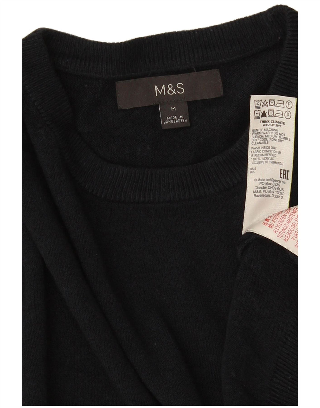 MARKS & SPENCER Herre sweater med rund hals, medium marineblå akryl