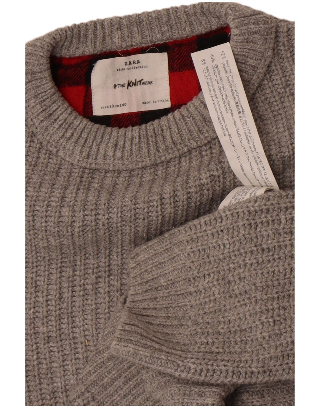 Zara Boys Boat Neck Jumper Sweater 9-10 År Grå Polyester