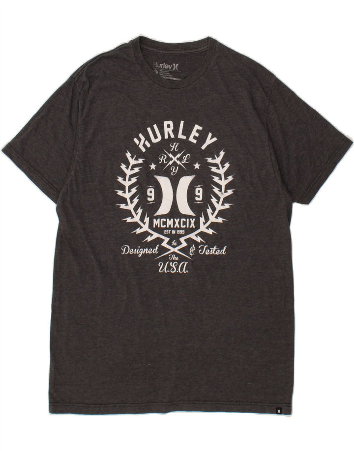 HURLEY Mens Premium Fit Graphic T-Shirt Top Large Grey Polyester Vintage Hurley and Second-Hand Hurley from Messina Hembry 