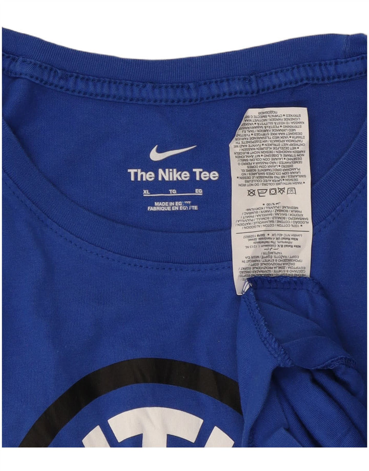 NIKE Herre Inter Milan Grafisk T-Shirt Top XL Blå Bomuld